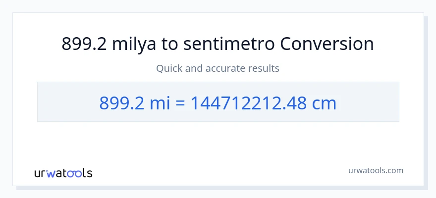 899.2 milya patungong Mga Sentimetro na conversion
