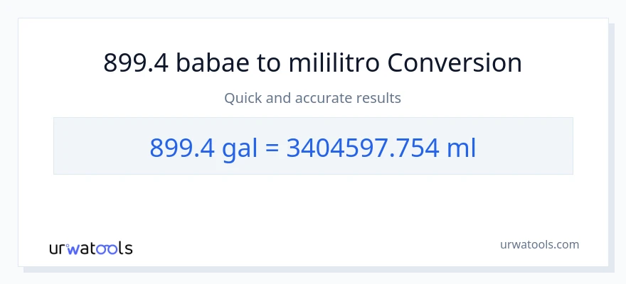 899.4 Mga galon patungong mga mililitro na conversion