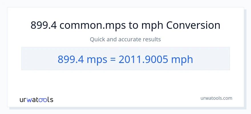 899.4 Meters Per Second patungong milya kada oras na conversion