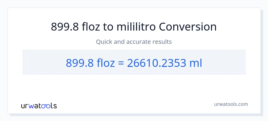 899.8 mga onsa ng likido patungong mga mililitro na conversion