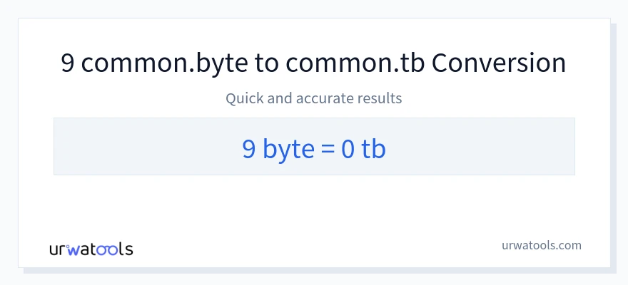9 Bytes 到 Terabytes 轉換