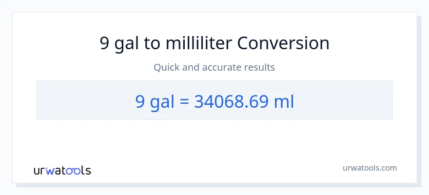 9 Gallonen zu Milliliter Umwandlung