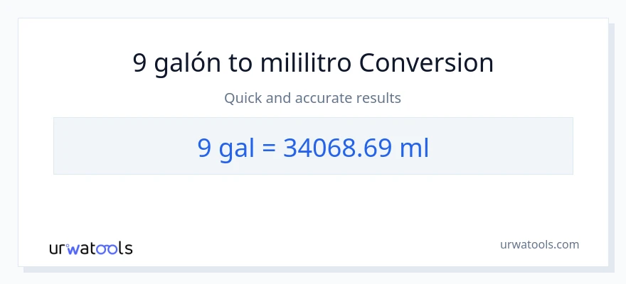 Conversión de 9 Galones a mililitros