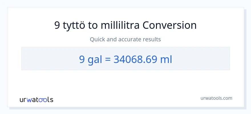 9 Gallonat - millilitraa muunnos