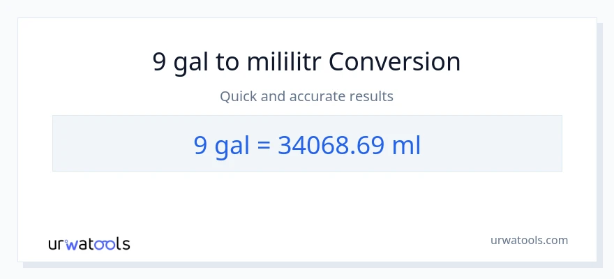 Konwersja 9 Galony do mililitry