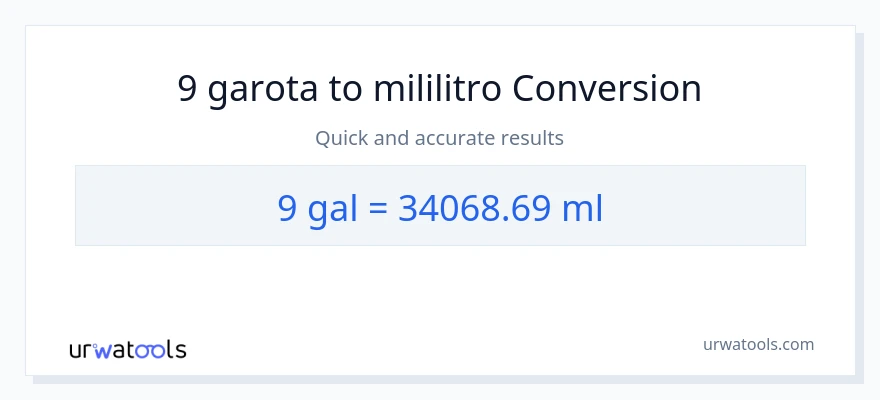 Conversão de 9 galões para mililitros