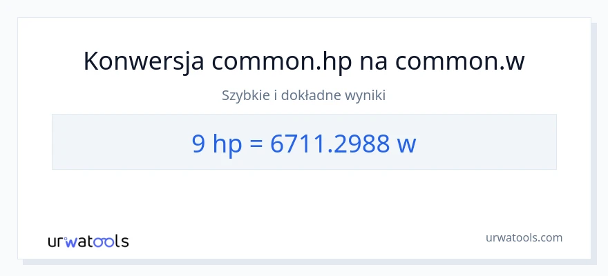 Konwersja 9 moc w koniach mechanicznych do watów