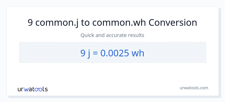 9 mga joule patungong Watt Hours na conversion
