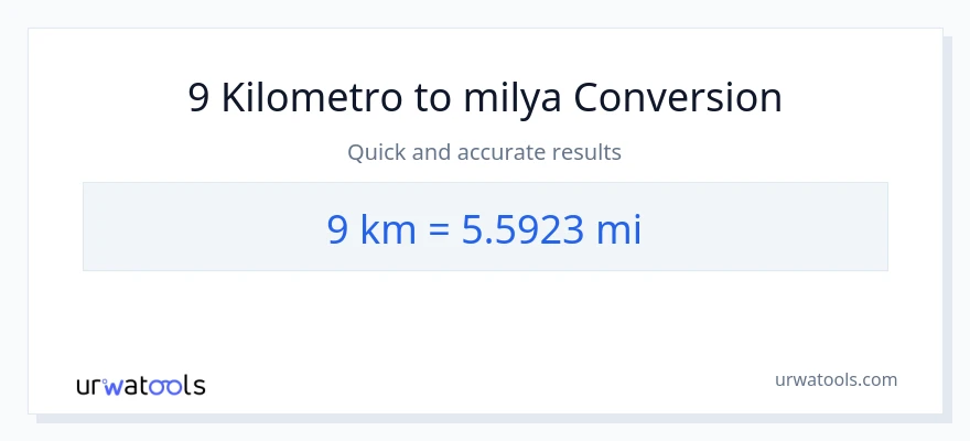 9 Kilometro patungong milya na conversion