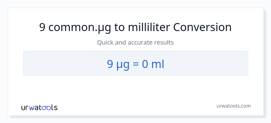 9 mikrogram til milliliter konvertering