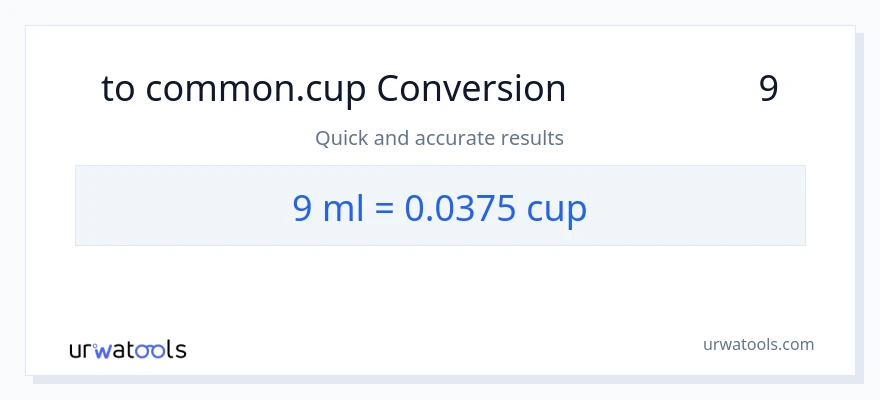 تبدیل 9 میلی‌لیتر به فنجان‌ها
