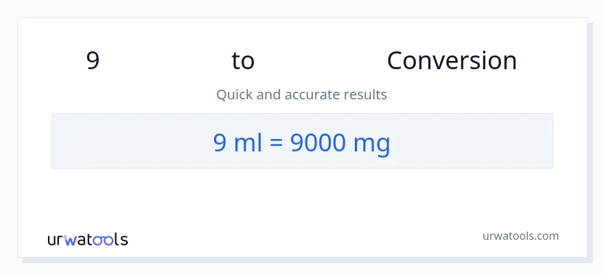9 միլիլիտր-ից միլիգրամներ փոխակերպում