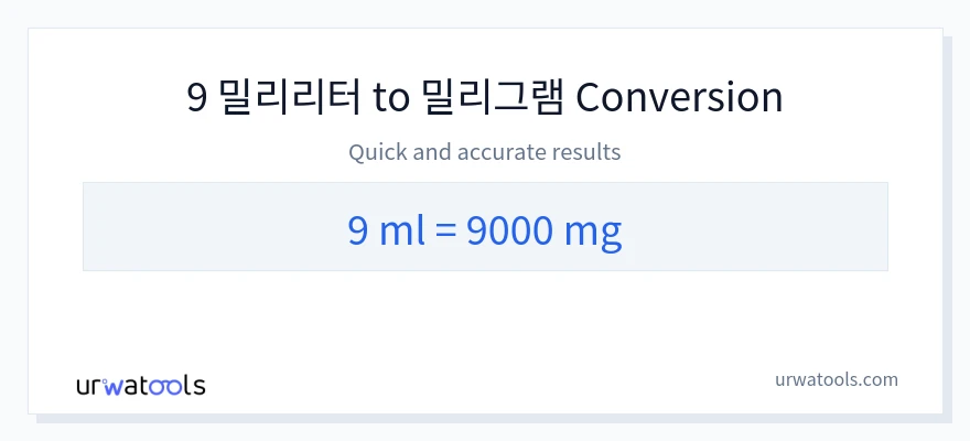 9 밀리리터에서 밀리그램으로의 변환