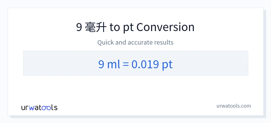 9 毫升 到 Pints 轉換