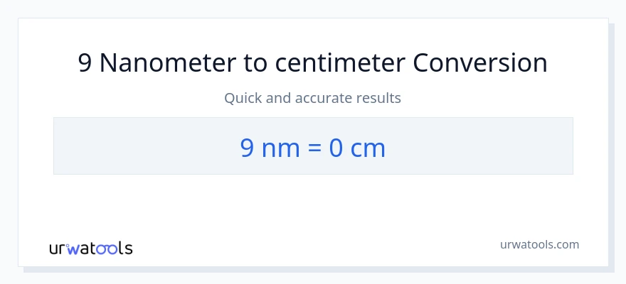 9 nanometers to Centimeters conversion