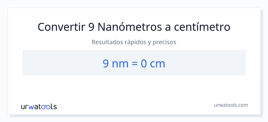 Conversión de 9 nanómetros a Centímetros