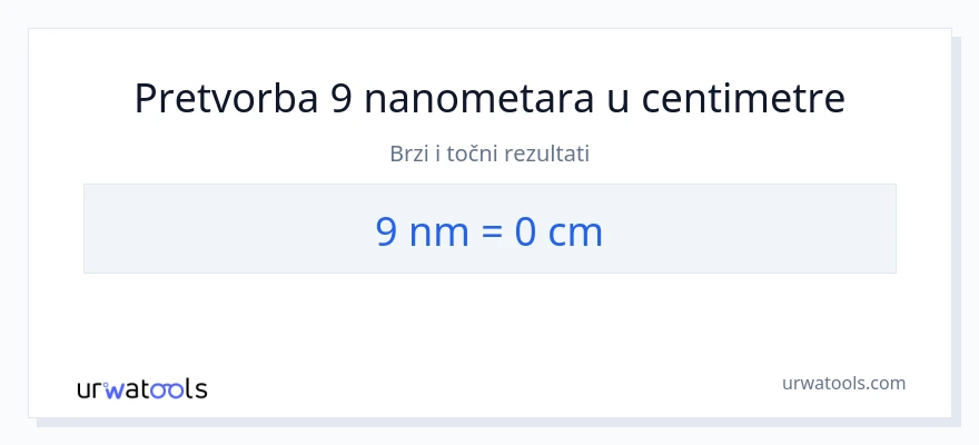 Konverzija od nanometri do Centimetri: 9