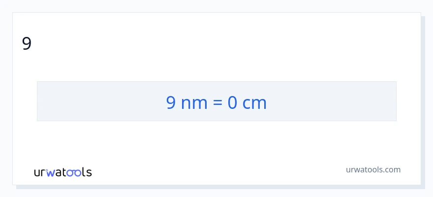 9 ನ್ಯಾನೋಮೀಟರ್‌ಗಳು ರಿಂದ ಸೆಂಟಿಮೀಟರ್‌ಗಳು ಪರಿವರ್ತನೆ