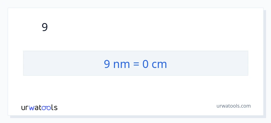 9 നാനോമീറ്ററുകൾ ൽ നിന്ന് സെന്റീമീറ്ററുകൾ ലേക്ക് പരിവർത്തനം
