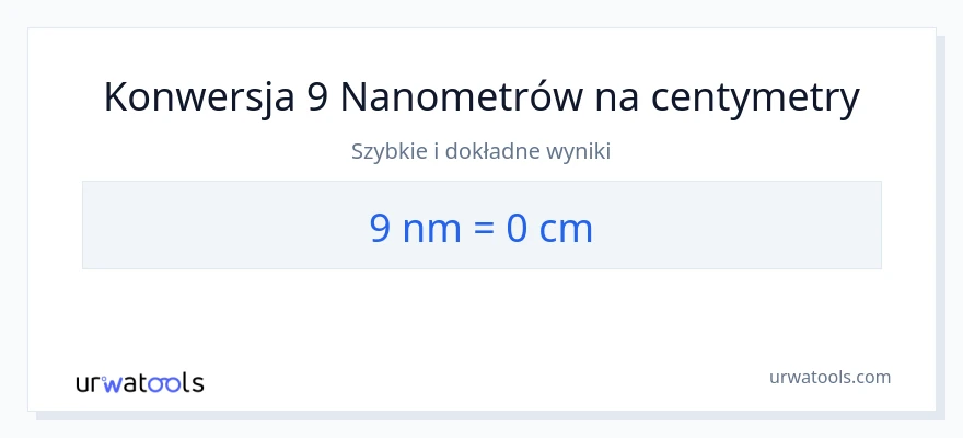 Konwersja 9 nanometrów do Centymetry
