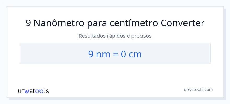 Conversão de 9 nanômetros para Centímetros