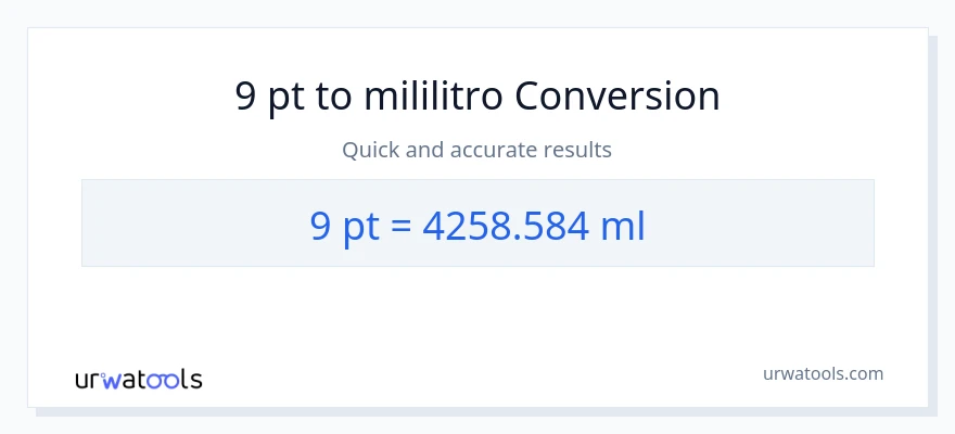 9 Pints patungong mga mililitro na conversion