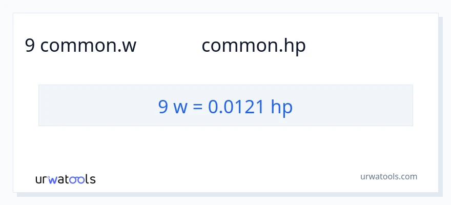 9 వాట్స్ నుండి అశ్వశక్తి కు మార్పిడి