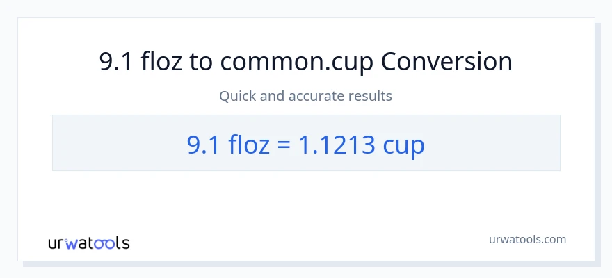 9.1 mga onsa ng likido patungong mga tasa na conversion