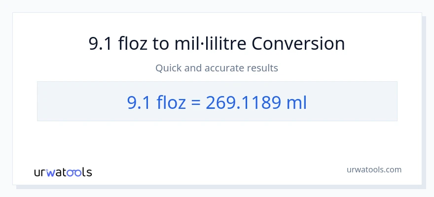 Conversió de 9.1 unces fluides a mil·lilitres