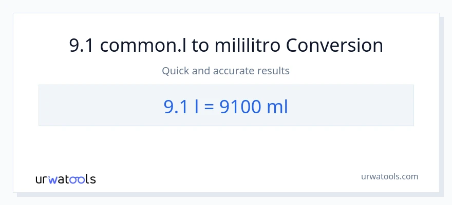 9.1 Liters patungong mga mililitro na conversion