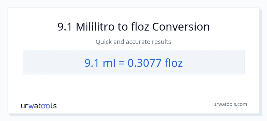 9.1 mga mililitro patungong mga onsa ng likido na conversion
