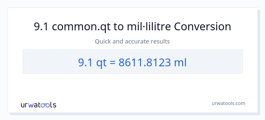 Conversió de 9.1 Quarts a mil·lilitres