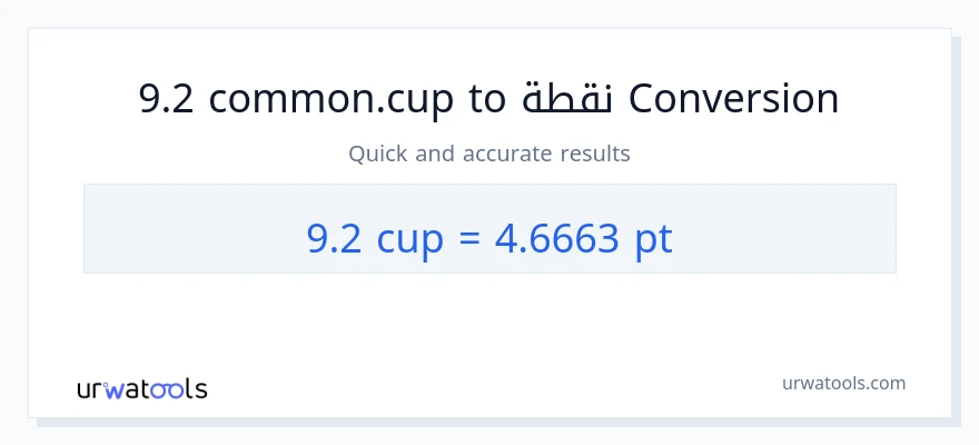 التحويل من 9.2 أكواب إلى Pints