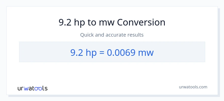 9.2 lakas-kabayo patungong mga megawatt na conversion