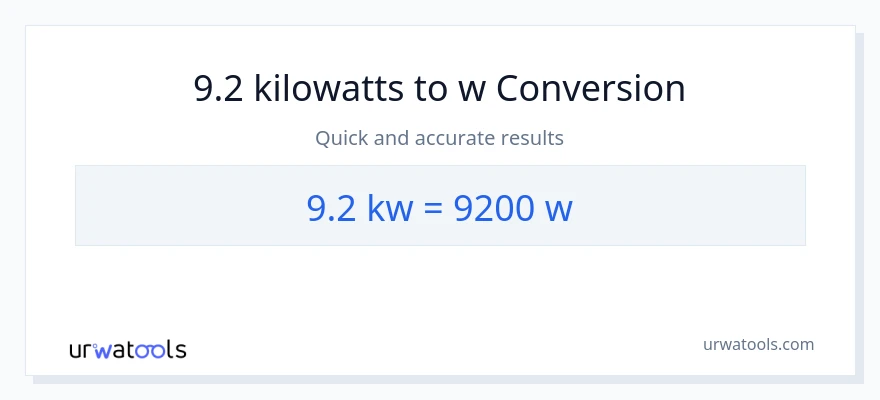 Conversió de 9.2 quilowatts a watts
