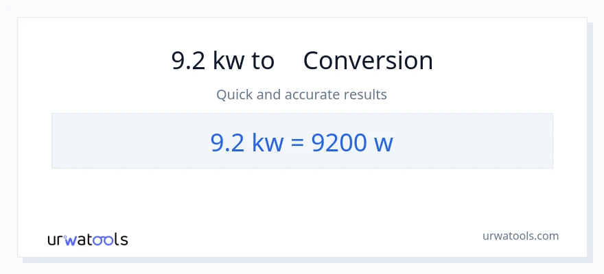 การแปลง 9.2 กิโลวัตต์ เป็น วัตต์