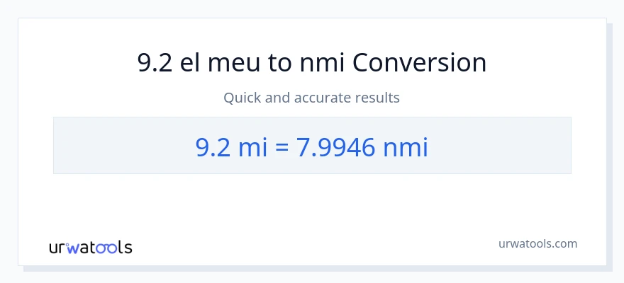 Conversió de 9.2 milles a milles nàutiques