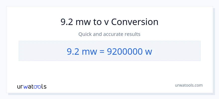9.2 megawatt til watt konvertering