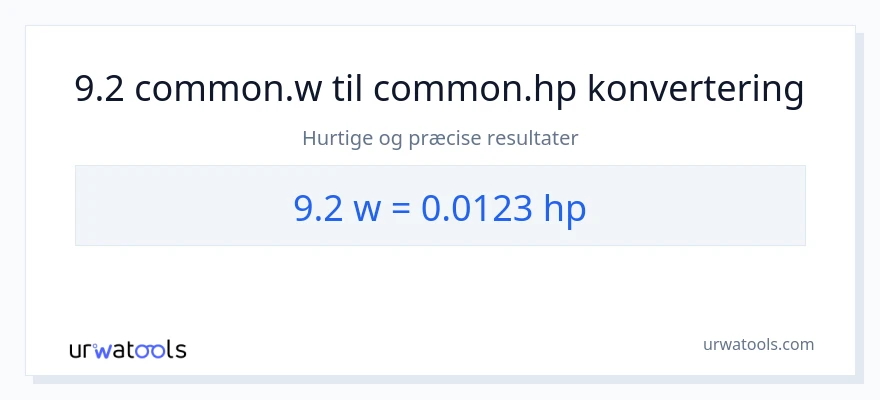 9.2 watt til hestekræfter konvertering