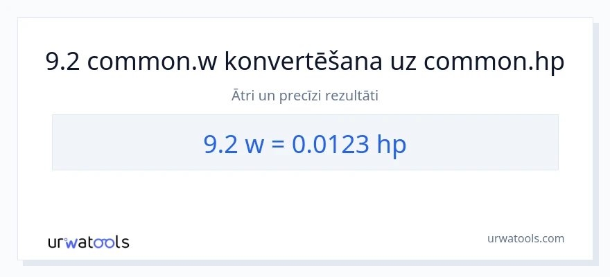 9.2 vati uz zirgspēki konversiju
