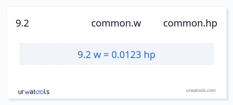 การแปลง 9.2 วัตต์ เป็น แรงม้า