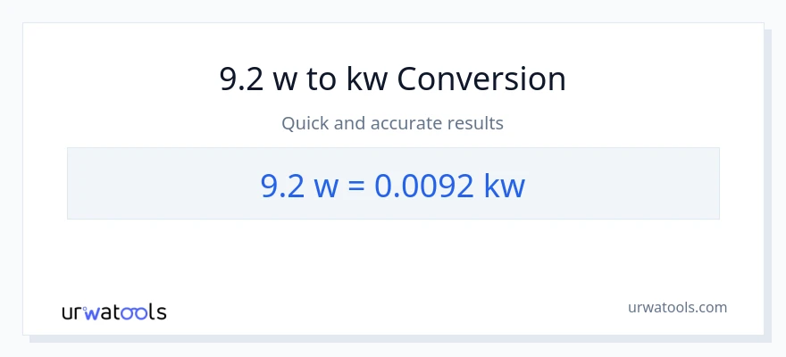 9.2 watts patungong kilowatts na conversion
