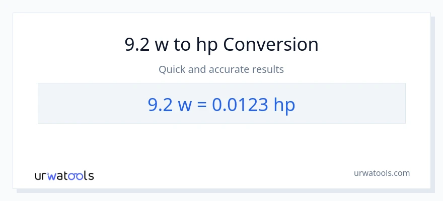 9.2 watts patungong lakas-kabayo na conversion