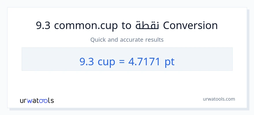 التحويل من 9.3 أكواب إلى Pints