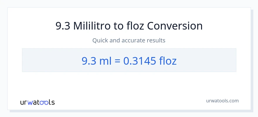 9.3 mga mililitro patungong mga onsa ng likido na conversion