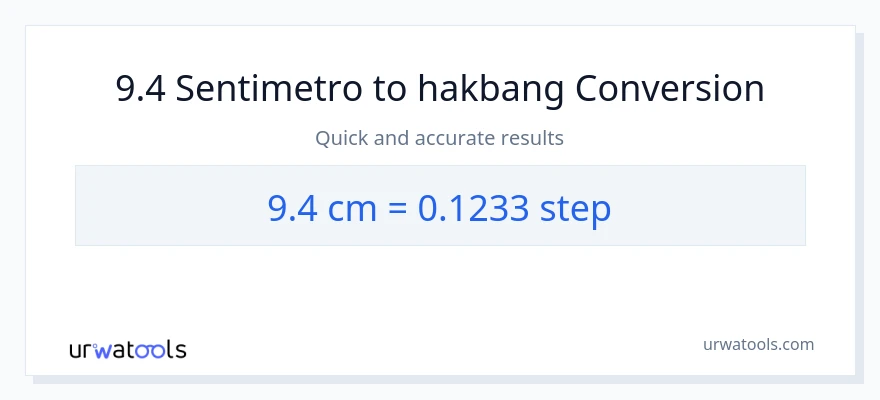 9.4 Mga Sentimetro patungong mga hakbang na conversion