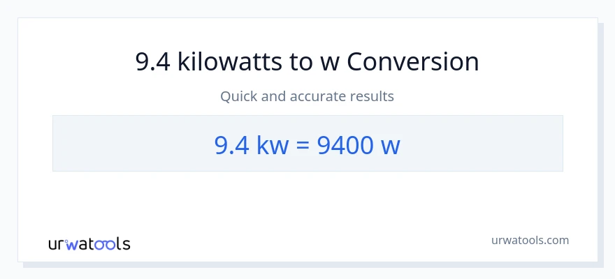 Conversió de 9.4 quilowatts a watts