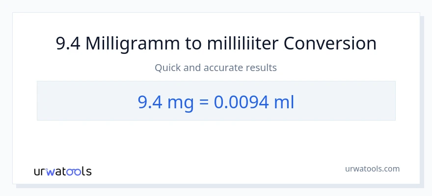 9.4 milligrammi konversioon milliliitrid-ks