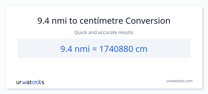 Conversió de 9.4 milles nàutiques a Centímetres