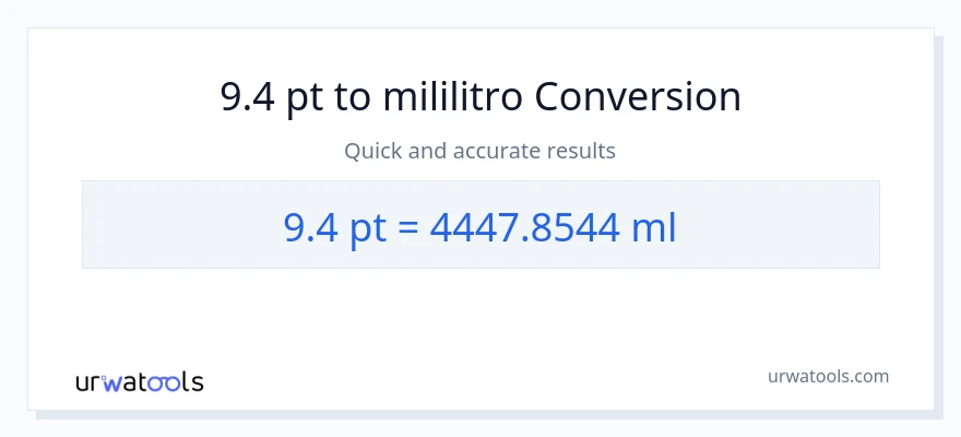 9.4 Pints patungong mga mililitro na conversion